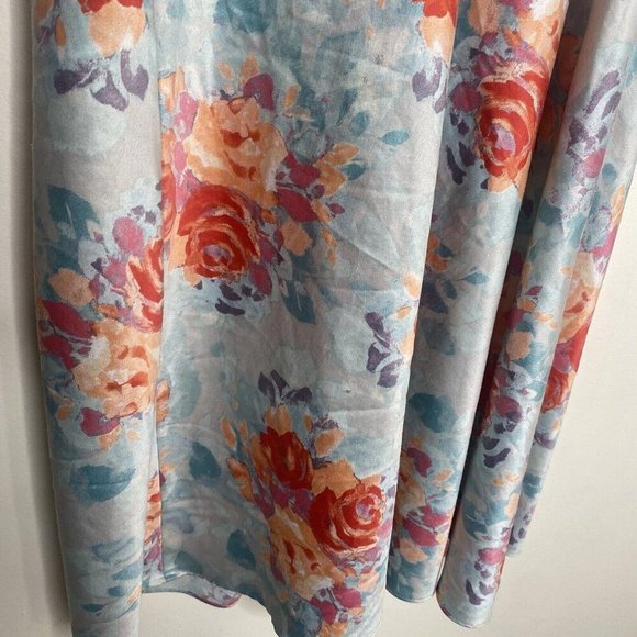 Unbranded Blue Multicolor Floral Nightgown Slip Lingerie Midi Dress Medium - Picture 10 of 12